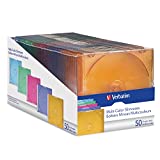 Verbatim CD/DVD Slim Jewel Cases (0.21 inches) - Assorted Colors - 50 pack