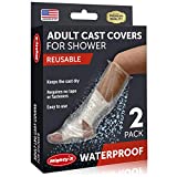 100% Waterproof Cast Cover Leg - 【Watertight Seal】 - Reusable 2 pk Cast Protector for Shower Leg Adult Knee, Ankle, Foot - Half Leg Covers