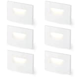 Cloudy Bay Dimmable Upgraded 3 Color 120V LED Indoor Outdoor Step Light,3000K/4000K/5000K 3W 100lm,Stair Light,White,6 Pack