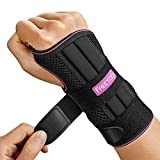FREETOO Wrist Brace for Carpal Tunnel Relief Night Support , Maximum Support Hand Brace with 3 Stays for Women Men , Adjustable Wrist Support Splint for Right Left Hands for Tendonitis, Arthritis , Sprains,Rose Red (Right Hand, S/M)