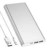 EnergyCell Pilot 4GS Portable Charger,12000mAh Fast Charging Power Bank Dual 3A High-Speed Output Battery Pack Compatible with iPhone 12 11 X Samsung S10 and More - Silver