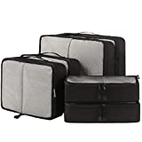 BAGAIL 6 Set Packing Cubes,3 Various Sizes Travel Luggage Packing Organizers(Black)