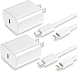 20W PD Fast iPhone Charger 2-Pack [Apple MFi Certified] Type C Power Wall Charger with 6FT Cable Compatible Phone 12/12 Mini/12Pro/12 Pro Max/11/11 Pro Max/Xs Max/XR/X