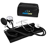 PRIMACARE Medical Supplies DS-9197-BK Professional Classic Series Manual Adult size Blood Pressure Kit, Emergency Bp kit with Stethoscope and Portable Leatherette Case, Nylon Cuff, Black
