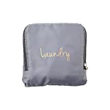 Miamica Travel Laundry Bag, Gray/Gold – Measures 21” x 22” When Fully Opened – Foldable Laundry Bag with Drawstring Closure – Durable, Lightweight Travel Accessories