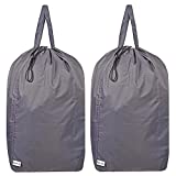 UniLiGis Washable Travel Laundry Bag with Handles and Drawstring (2 Pack), Heavy Duty Large Enough to Hold 3 Loads of Laundry, Fit a Laundry Basket or Clothes Hamper, 27.5x34.5 in,Grey