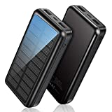 Portable Charger Power Bank 30000mAh - SOXONO Solar Charger, 2 USB Ports High-Speed Panel External Battery Pack for iPhone, Samsung Galaxy and More