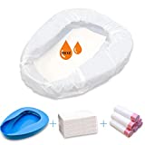Bed Pan Set Bedpan with 30Pack Disposable Liners and Super Absorbent Pads - Bed Pan Bedpan for Females, Elderly Men and Women