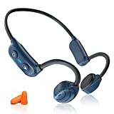 Bone Conduction Headphones Bluetooth, Mionbel Stereo Wireless Earphones Built-in Noise-canceling Mic, Open-Ear Waterproof Sport Headsets for Running Cycling Yoga Hiking Driving Travel, Blue