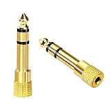 VCE 6.35mm (1/4 inch) Male to 3.5mm (1/8 inch) Female Stereo Audio Jack Adapter for Aux Cable, Guitar Amplifier, Headphone, 2 Pack