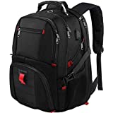 YOREPEK Backpack for Men,Extra Large 50L Travel Backpack with USB Charging Port,TSA Friendly Business College Bookbags Fit 17 Inch Laptops,Black