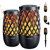 Outdoor Bluetooth Speaker with Light, Realistic Flame Effect, Sync up to 100 Wireless Portable Speaker with Wall Mount/Stake/Hook, Waterproof for Patio/Yard/Party, Christmas Gift & Decor Idea, 2 Pack