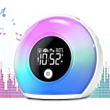 Wake Up Light Alarm Clock with Bluetooth Speaker Uplayteck, Kids Night Light Alarm Clock, 4 Level Brightness & Colorful Light, Digital Alarm Clock for Kids, Teen, Bedroom