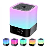 Alarm Clock Bluetooth Speaker Night Light Bluetooth Speaker,Touch Sensor Bedside Lamp,Dimmable Warm Light & Color Changing RGB LED Table Lamp MP3 Music Player for Kids,Bedroom,Camping (Newest Version)