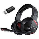 BINNUNE Wireless Gaming Headset with Microphone for PC PS4 PS5 Playstation 4 5, 2.4G Wireless Bluetooth USB Gamer Headphones with Mic for Laptop Computer
