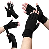 AZ Copper Relief (2 Pairs) Copper Compression Arthritis Gloves with Adjustable Strap for Carpal Tunnel,Typing,Support ((Small/Medium (2 Pairs)), Black)