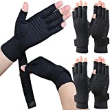 2 Pairs Copper Compression Arthritis Gloves with Adjustable Strap,Carpal Tunnel,Typing,Support for Men & Women (Large/X-Large (2-Pair))