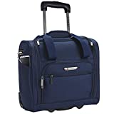 TPRC 15-Inch Smart Under Seat Carry-On Luggage with USB Charging Port, Navy Blue, Underseater