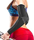 Sparthos Arm Compression Sleeve - Elbow Brace for Recovery, Support for Athletic Sports Running Tennis Baseball Lifting Football Gym Fit Shooting Weightlifting Golf - for Men and Women (Black-XS)