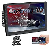 Hikity 10.1 Inch Android Car Stereo Double Din Touch Screen Car Radio Gps Navigation Bluetooth FM Radio Receiver Support WiFi Connect Mirror Link For Android/iOS Phone + Dual USB Input & Backup Camera