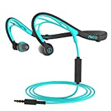 MUCRO Wired Running Sports Headphones, Behind The Neck Folding Wrap Around The Ear in-Ear Stereo Earphones with Microphone Designed for Jogging Gym Workout Headsets,Blue