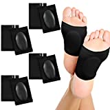 4 Pairs Compression Arch Support Sleeves with Gel Pad Inside Metatarsal Compression Arch Support Brace Cushioned Gel Foot Sleeves for Women Men Flat Foot Pain Relief (Black)