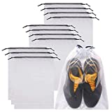 Set of 12 Transparent Shoe Bags for Travel Large Clear Shoes Storage Organizers Pouch with Rope for Men and Women