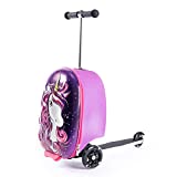 Kiddietotes 3-D Hardshell Ride On Suitcase Scooter for Kids - Cute Lightweight Kids Carry-On Luggage with LED Lit Wheels - Updated 2022 Wheel Design