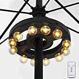 Patio Umbrella Lights Outdoor Battery Operated Control, G40 LED Edison Style 12 Bulbs Umbrella Pole Light with Remote, Warm White Cordless Umbrella Light for Backyard Umbrellas, Camping Tents.…