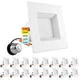 Luxrite 16 Pack 4 Inch Square Recessed LED Can Lights, CCT Color Temperature Selectable 2700K | 3000K | 3500K | 4000K | 5000K, Dimmable Recessed Lights, 750 Lumens, CRI 90, Energy Star, Wet Rated