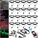 WiFi LED Deck Lights Kit RGBW, FVTLED 20pcs Φ1.77' Smart Phone Control Low Voltage Recessed Muticolor & Warm White Soffit Yard Path Stair Decor Lamp Fit for Alexa Google Home, Black Shell