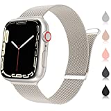 Marge Plus for Apple Watch Band Series 7 6 5 4 3 2 1 SE 38mm 40mm 41mm 42mm 44mm 45mm Women and Men, Stainless Steel Mesh Loop Magnetic Clasp Replacement for iWatch Bands (41mm/40mm/38mm, A--Starlight).