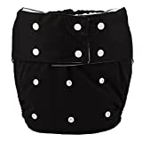Sigzagor Teen Adult Cloth Diaper Nappy Reusable Washable for Disability Men (Black)
