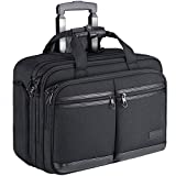 KROSER Rolling Laptop Bag Premium Rolling Briefcase Fits Up to 17.3 Inch Laptop Water-Repellent Overnight Rolling Computer Bag with RFID Pockets for Travel/Business/School/Men/Women-Black