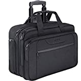 KROSER Rolling Laptop Bag Premium Wheeled Briefcase Fits Up to 17.3 Inch Laptop Water-Proof Overnight Roller Case Computer Bag with RFID Pockets for Travel/Business/School/Men/Women-Black
