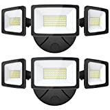 Onforu 2 Pack 55W LED Flood Light Outdoor, 5500LM LED Security Light Fixture with 3 Adjustable Heads, IP65 Waterproof, 6500K Switch Controlled Wall Mount Security Light for Eave, Outside Garden