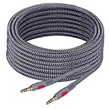 3.5mm Aux Audio Cable 30 ft,Ruaeoda Braid 3.5mm to 3.5 mm Stereo Audio Cable 1/8 Shielded AUX Headphone Cable Extension Male to Male Outdoor Auxillary Stereo Audio Cable Cord