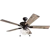 Prominence Home 80091-01 Abner Indoor/Outdoor Ceiling Fan, 52' LED Schoolhouse Edison Bulb, Bronze