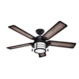Hunter Fan Key Biscayne Indoor/Outdoor Ceiling Fan with 4 LED Lights and Pull Chain Control, Metal, Weathered Zinc Finish, 54 Inch