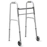 Medline - MDS86410W54BH Easy Care Two-Button Folding Walkers with 5' Wheels