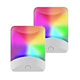 GE Color-Changing LED Night Light, 2 Pack, Plug-in, Dusk-to-Dawn, Home Décor, for Kids, Ideal for Bedroom, Bathroom, Nursery, Kitchen, Basement, White Base, 46722