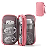 Electronic Organizer Pouch Bag, 3 Compartments Travel Cable Organizer Bag Pouch Portable Electronic Phone Accessories Storage Multifunctional Case for Cable, Cord, Charger, Hard Drive, Earphone(Pink)