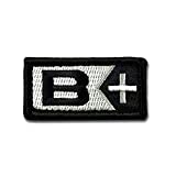 BASTION Blood Type Patch | Tactical Morale Medical 3D Embroidered Patches with Hook & Loop Fastener Backing | Military, Biker, Bag, Hats, Vest, Operator Cap & Backpack (B Pos Black)