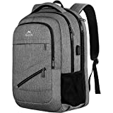 Travel Laptop Backpack,TSA Large Travel Backpack for Women Men, 17 Inch Business Flight Approved Carry On Backpack with USB Charger Port and Luggage Sleeve, MATEIN Durable College School Bookbag,Grey