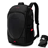 KINGSLONG 15-17 Inch Hard Shell Mens Laptop Backpack with USB Port for Travel Gaming Motorcycle Outdoor Backpacks Waterproof, Black