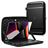 Spigen Rugged Armor Pro Compatible with AirTag 14inch Laptop Sleeve Case MacBook Pro 14 inch A2442 / MacBook Pro 13 inch A2338, A2251, A2289 / MacBook Air 13 inch A2337 Protective Laptop Bag - Black