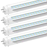 JESLED T8 T10 T12 LED 4FT Light Bulbs,24W 3000LM,6000K-6500K Daylight White,4 Foot LED Fluorescent Tube Replacement,Super Bright,Dual Ended Power,Ballast Bypass,Clear Cover(4-Pack)