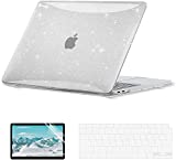 EooCoo Glitter Hard Case Compatible with MacBook Air 13 inch Case 2021 2020 2019 2018 M1 A2337 A2179 A1932 with Retina Display Touch ID, Case + TPU Keyboard Cover + Screen Protector - Sparkly Clear