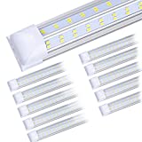 (10-Pack) 8ft LED Shop Light Fixture, 100W 14500LM 6000K, Cold White, V Shape, Clear Cover, Hight Output, Linkable Shop Lights, T8 LED Tube Lights, LED Shop Lights for Garage 8 Foot with Plug
