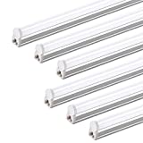 (Pack of 6) Barrina LED T5 Integrated Single Fixture, 4FT, 2200lm, 6500K (Super Bright White), 20W, Utility Shop Light, Ceiling and Under Cabinet Light, Corded Electric with Built-in ON/Off Switch